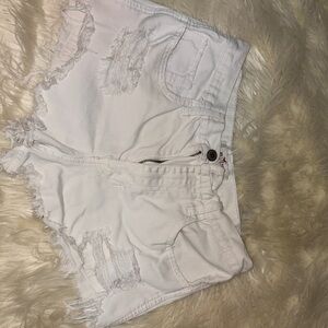 Hollister White Distressed Jean Shorts